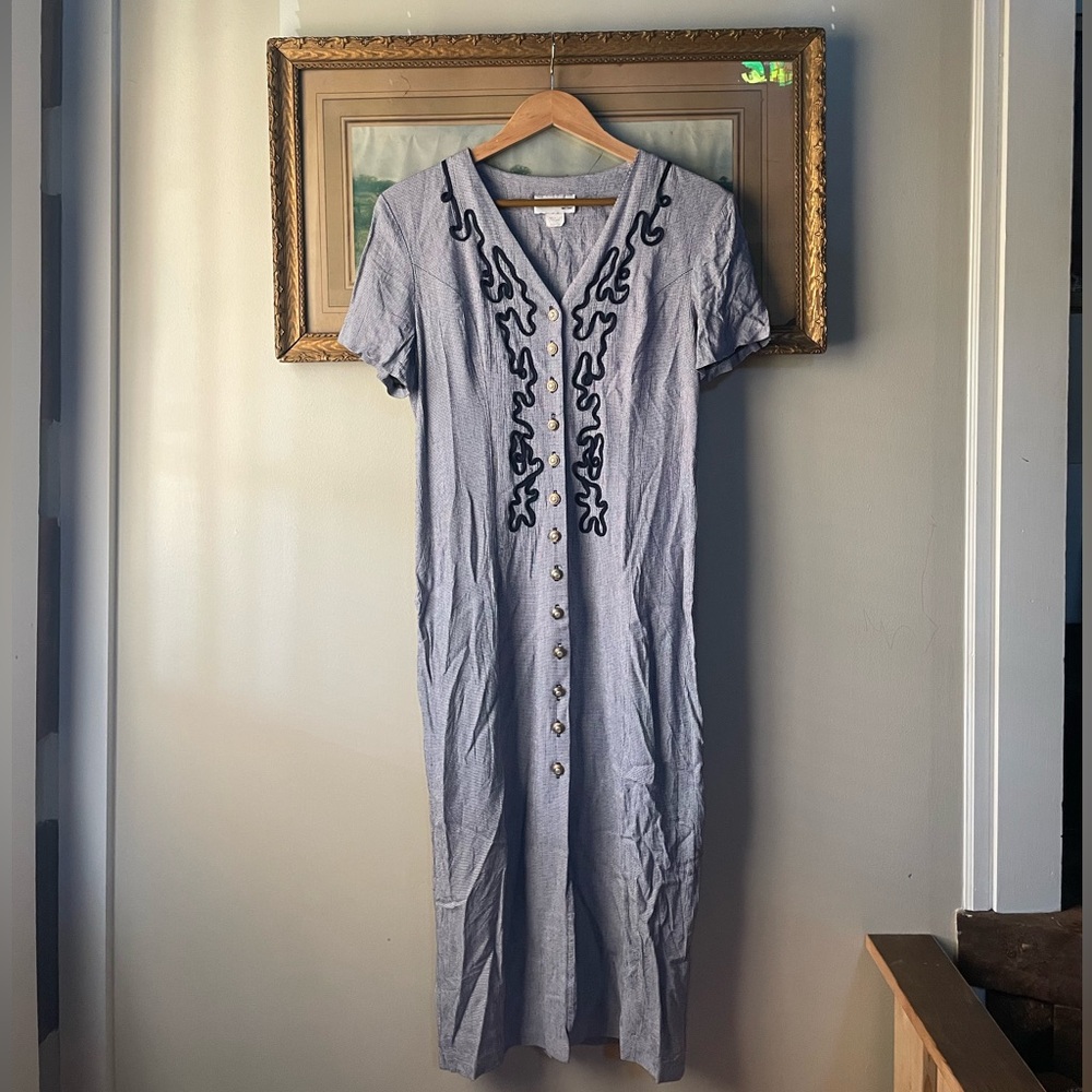 Vintage micro houndstooth button down dress!